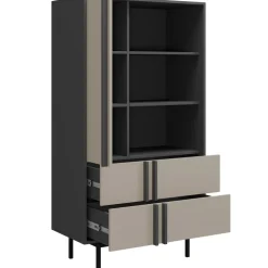 Libreria 83x155 cm 1 anta 2 cassetti antracite beige Essenzia
