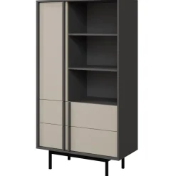 Libreria 83x155 cm 1 anta 2 cassetti antracite beige Essenzia