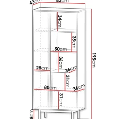 Libreria 83x195 cm 3 ante 3 vani a giorno antracite verde Essenzia