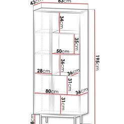 Libreria 83x195 cm 3 ante 3 vani a giorno antracite beige Essenzia