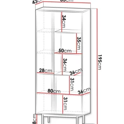 Libreria 83x195 cm 3 ante 3 vani a giorno antracite rovere Essenzia