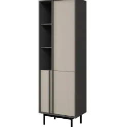 Libreria 63x195 cm 3 ante 3 vani a giorno antracite beige Essenzia
