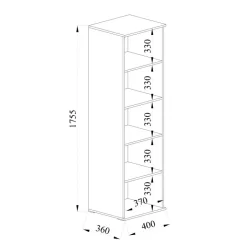 Libreria 40x176h cm a colonna con ripiani rovere Time I