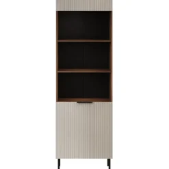 Libreria 60x185h cm 1 anta 3 vani a giorno beige cashmere noce Serenia