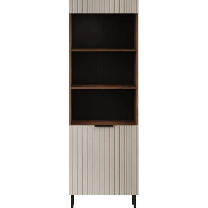 Libreria 60x185h cm 1 anta 3 vani a giorno beige cashmere noce Serenia