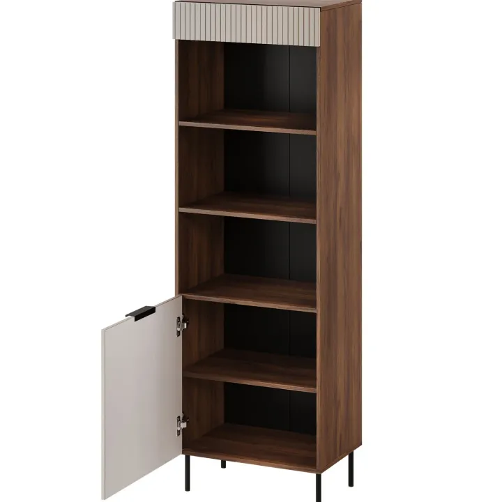 Libreria 60x185h cm 1 anta 3 vani a giorno beige cashmere noce Serenia