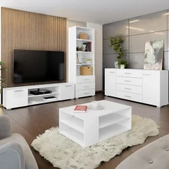 Libreria 63x190h cm 3 cassetti design moderno bianco Pastello