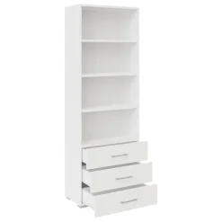 Libreria 63x190h cm 3 cassetti design moderno bianco Pastello