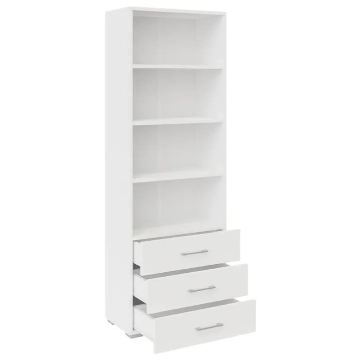 Libreria 63x190h cm 3 cassetti design moderno bianco Pastello