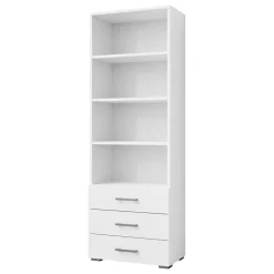 Libreria 63x190h cm 3 cassetti design moderno bianco Pastello