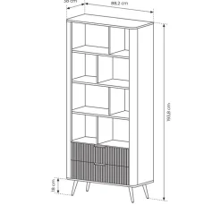 Libreria 88x194h cm 2 cassetti 8 vani a giorno beige cannettato Ramis