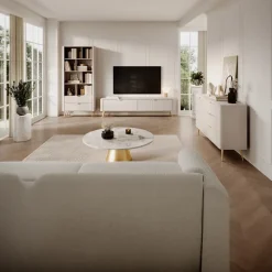 Libreria 88x194h cm 2 cassetti 8 vani a giorno beige cannettato Ramis