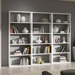 Libreria 89x218h cm componibile moderna bianco frassinato Kubic 14