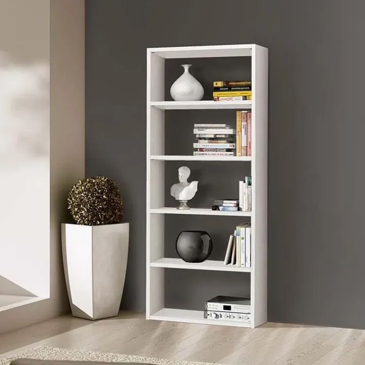 Libreria 89x218h cm componibile moderna bianco frassinato Kubic 14