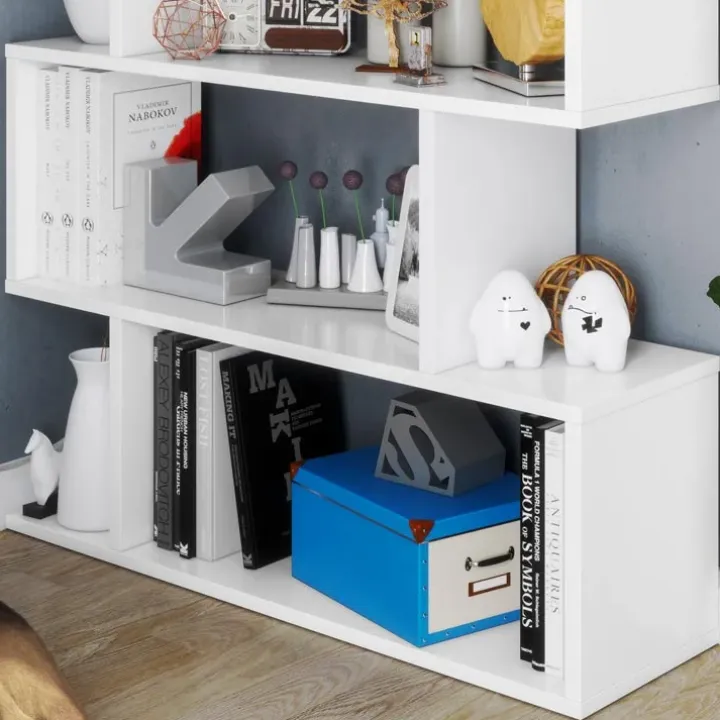 Libreria 80x192h cm design moderno bianco opaco Zaira