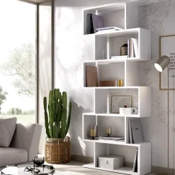 Libreria 80x192h cm design moderno bianco opaco Zaira