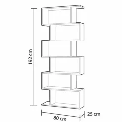 Libreria 80x192h cm design moderno bianco opaco Zaira