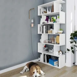 Libreria 80x192h cm design moderno bianco opaco Zaira