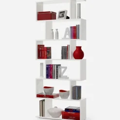 Libreria 80x192h cm design moderno bianco opaco Zaira