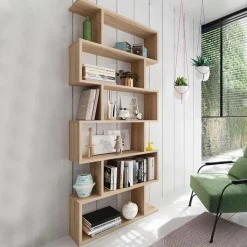 Libreria 80x192h cm design moderno rovere chiaro Zaira