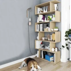 Libreria 80x192h cm design moderno rovere chiaro Zaira