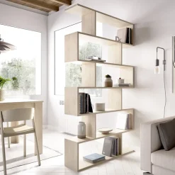 Libreria 80x192h cm design moderno rovere chiaro Zaira