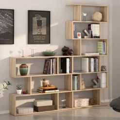 Libreria 80x192h cm design moderno rovere chiaro Zaira