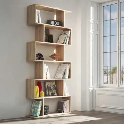 Libreria 80x192h cm design moderno rovere chiaro Zaira