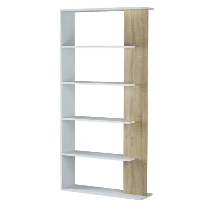 Libreria 90x180h cm moderna bianco opaco rovere Elira