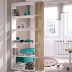Libreria 90x180h cm moderna bianco opaco rovere Elira