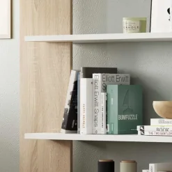 Libreria 180x180h cm moderna bianco opaco e rovere natura Aline 2