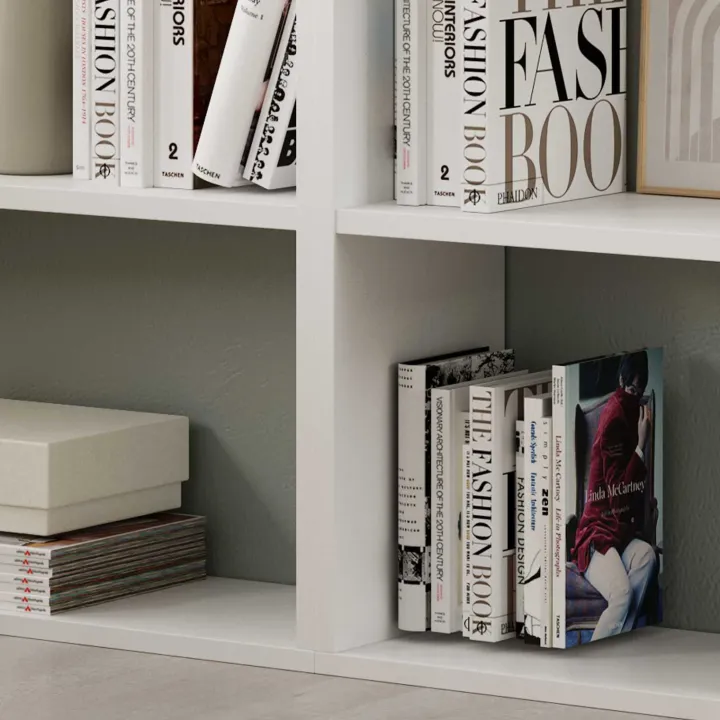 Libreria 180x180h cm moderna bianco opaco e rovere natura Aline 2