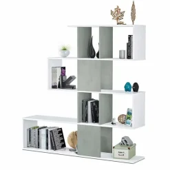 Libreria 145x145h cm moderna bianco opaco cemento Snake