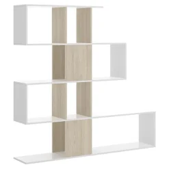 Libreria 145x145h cm moderna bianco rovere naturale Snake