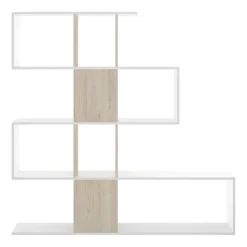 Libreria 145x145h cm moderna bianco rovere naturale Snake
