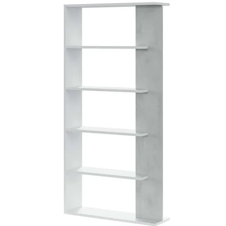 Libreria 90x180h cm moderna bianco opaco cemento Elira