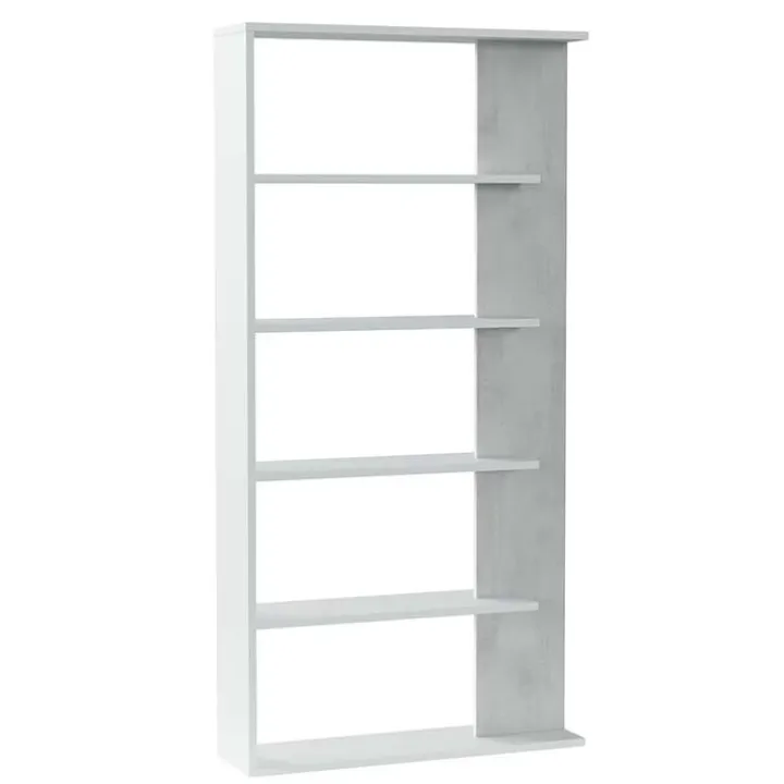 Libreria 90x180h cm moderna bianco opaco cemento Elira