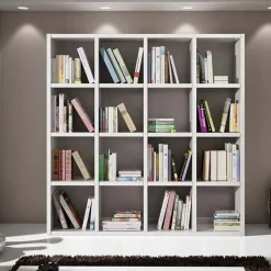 Libreria 175x175h cm moderna componibile bianco frassinato Kubic 04