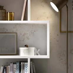 Libreria 160x192h cm moderna design bianco opaco Amira 2
