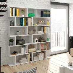Libreria 160x192h cm moderna design bianco opaco Amira 2