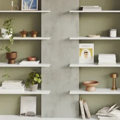 Libreria 270x180h cm moderna design bianco opaco cemento Biblio Aline 3
