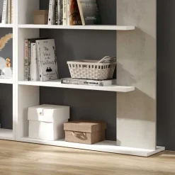 Libreria 180x180h cm moderna design bianco opaco cemento Aline 2