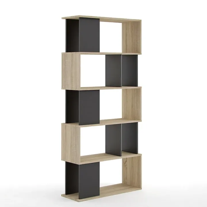 Libreria 80x183h cm moderna rovere laccato nero Tape Gihome®
