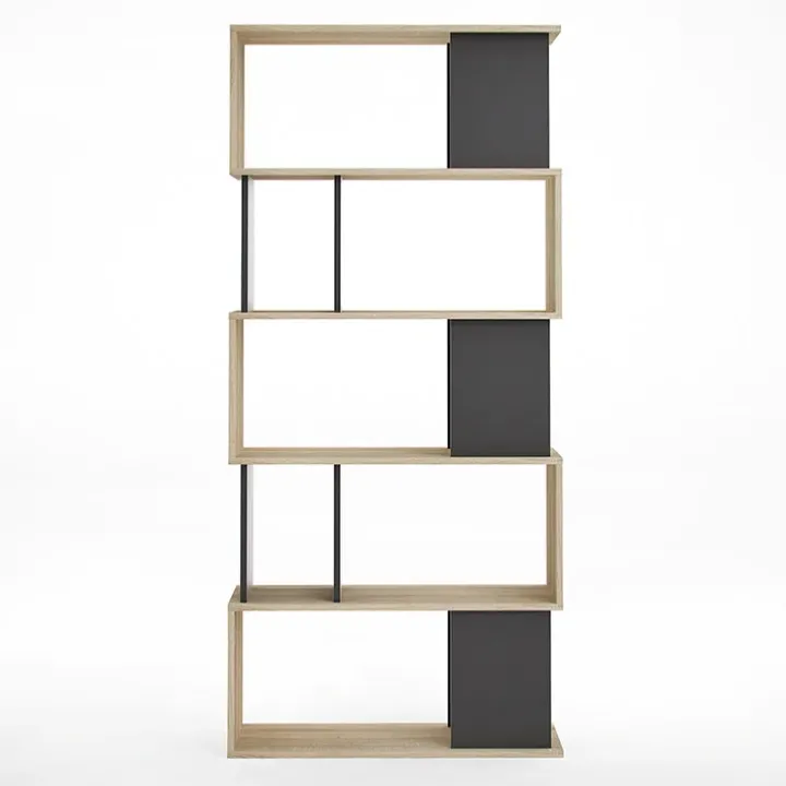 Libreria 80x183h cm moderna rovere laccato nero Tape Gihome®