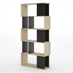Libreria 80x183h cm moderna rovere laccato nero Tape Gihome®