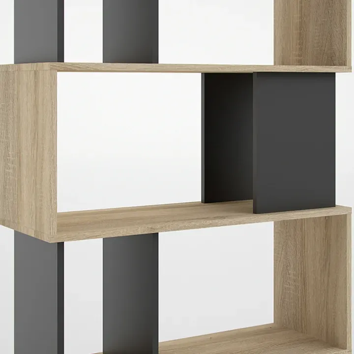 Libreria 80x183h cm moderna rovere laccato nero Tape Gihome®