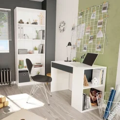 Libreria 80x201h cm moderna soggiorno bianco opaco Allan