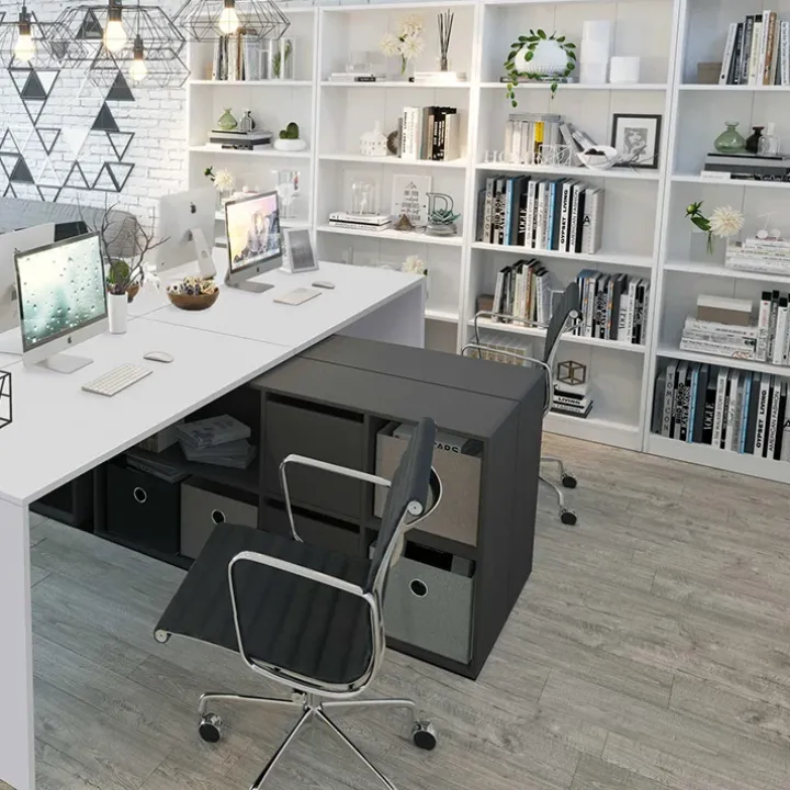 Libreria 80x201h cm moderna soggiorno bianco opaco Allan