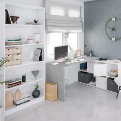 Libreria 80x201h cm moderna soggiorno bianco opaco Allan
