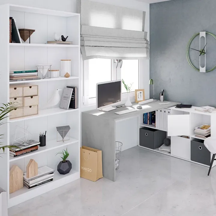 Libreria 80x201h cm moderna soggiorno bianco opaco Allan